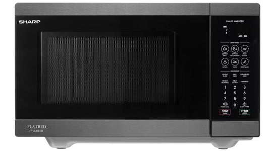 Sharp SM267FHBS 26L 900W Flatbed Microwave Oven with Smart Inverter Black Steel