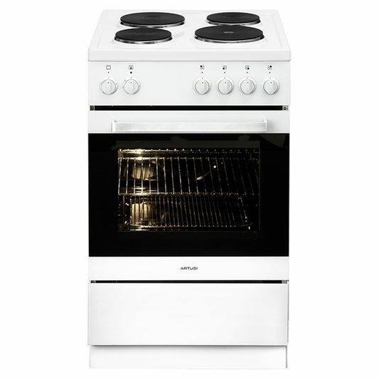 Artusi AFE544W 54cm White Electric Solid Hotplate Freestanding Stove - The Appliance Guys
