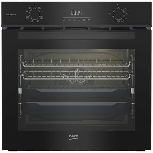 Beko BBO6851MDX 60cm Black Aeroperfect™ Built-In Electric Oven with SteamAdd® - The Appliance Guys