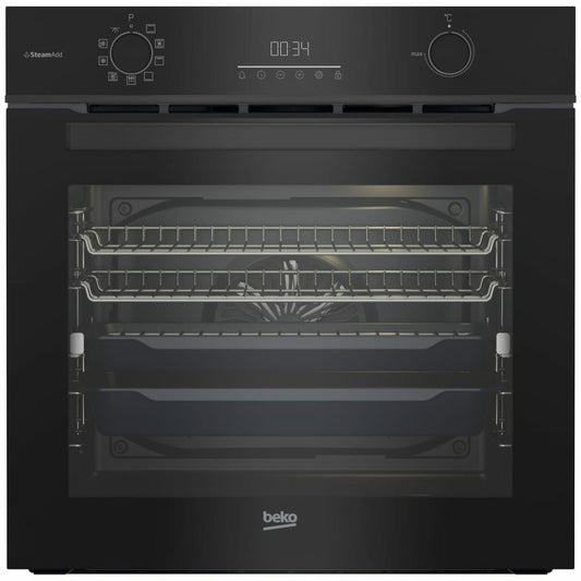 Beko BBO6851PDX 60cm Black Pyrolytic Aeroperfect™ Built-In Electric Oven with SteamAdd® - The Appliance Guys