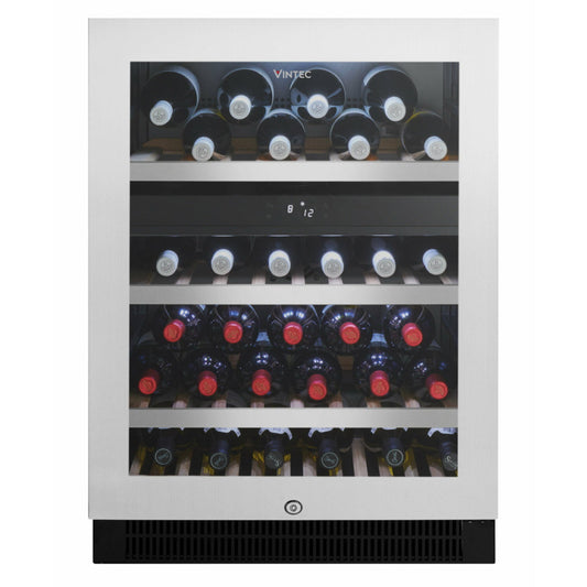 Vintec VWD050SSB Stainless Steel 50 Bottle Dual-Zone Wine Cabinet