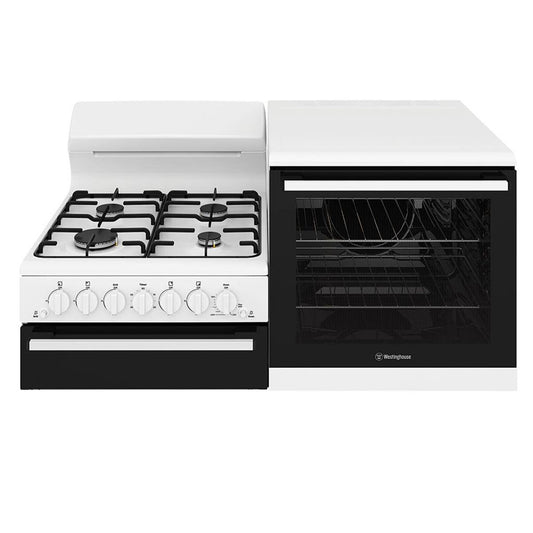 Westinghouse WDG110WCNG-R 110cm White Elevated Gas Freestanding Stove - Right Hand Oven - The Appliance Guys