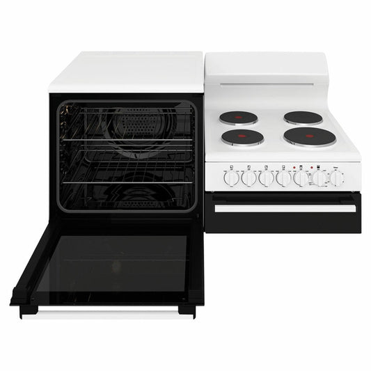 Westinghouse WDE132WC-L 110cm White Elevated Electric Freestanding Stove - Left Hand Oven - The Appliance Guys