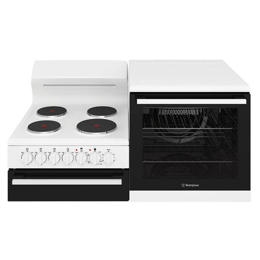Westinghouse WDE132WC-R 110cm White Elevated Electric Freestanding Stove - Right Hand Oven - The Appliance Guys