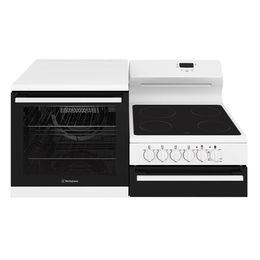 Westinghouse WDE143WC-L 110cm White Elevated Electric Freestanding Stove - Left Hand Oven - The Appliance Guys