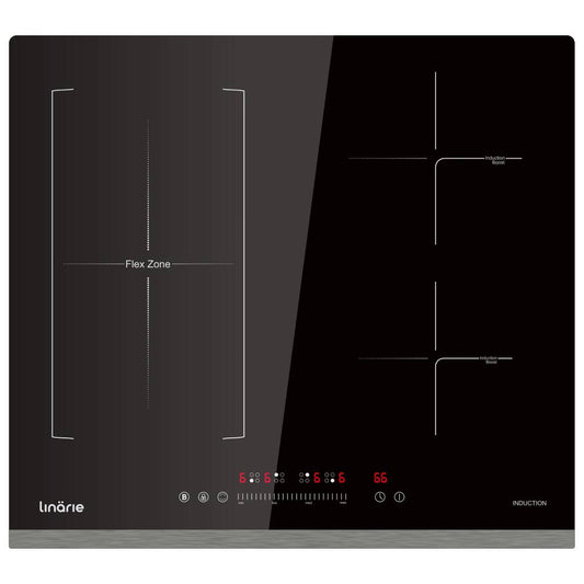 Linarie Cannes LS60I1F2Z 60cm Black 4 Zone Induction Cooktop with Flex Zone