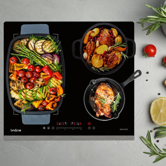 Linarie Cannes LS60I1F2Z 60cm Black 4 Zone Induction Cooktop with Flex Zone