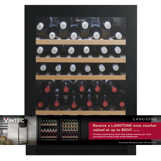 Vintec VWS050SBB Black 50 Bottle Single-Zone Wine Cabinet