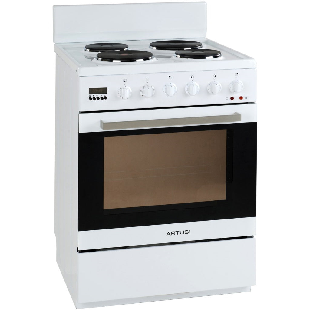 Artusi AFE607W 60cm White Electric Solid Hotplate Freestanding Stove - The Appliance Guys