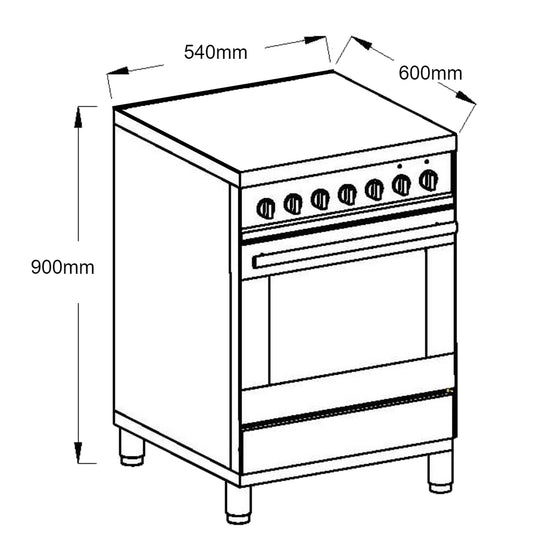 Artusi AFGE5440W 54cm White Dual Fuel Freestanding Stove - The Appliance Guys