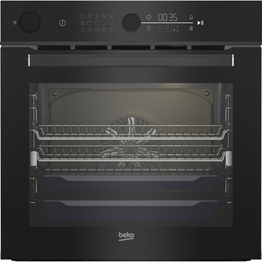 Beko BBO6852SDX 60cm Black Aeroperfect™ Built-In Electric Oven with SteamShine® - The Appliance Guys