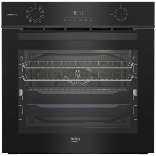 Beko BBO6851PDX 60cm Black Pyrolytic Aeroperfect™ Built-In Electric Oven with SteamAdd® - The Appliance Guys