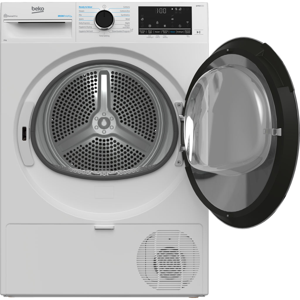 Beko BDPB802SW 8kg White Heat Pump Dryer with Steam Refresh - The Appliance Guys