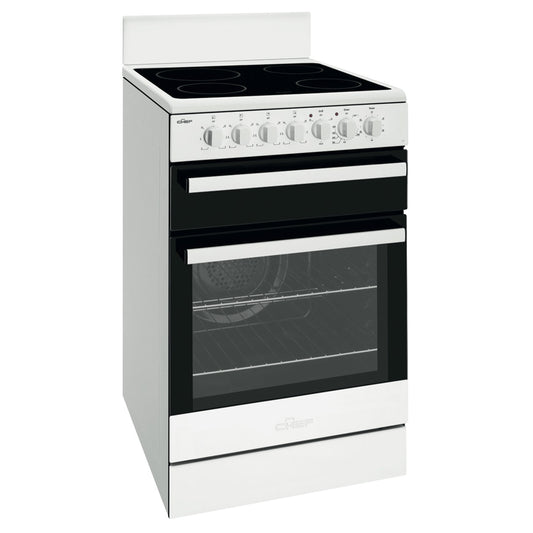 CHEF CFE547WB 54cm White Freestanding Electric Stove - The Appliance Guys