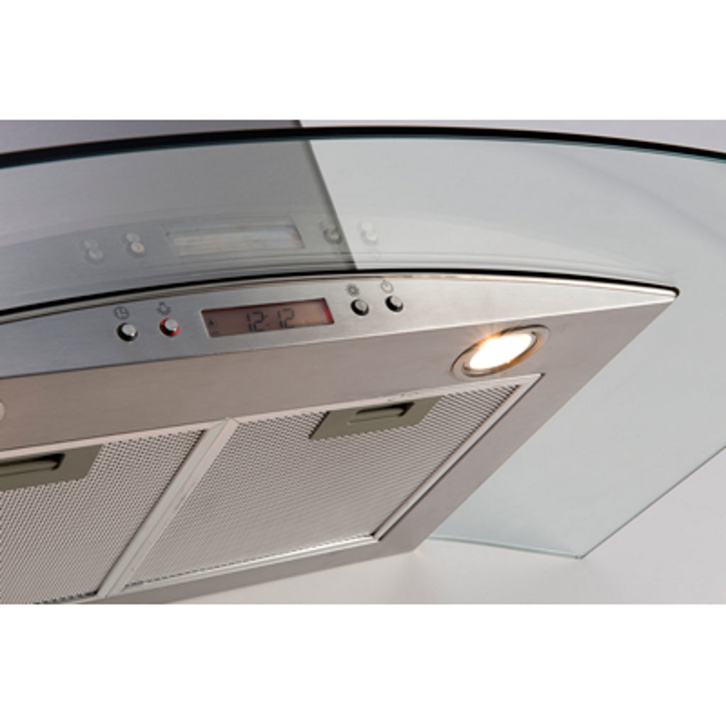 Euro Appliances EAGL90SX 90cm Stainless Steel Curved Glass Canopy Rangehood - The Appliance Guys