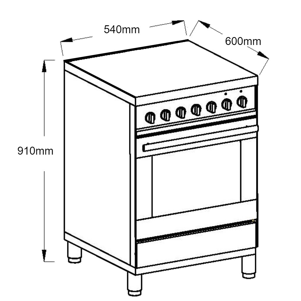 Euromaid EFS54FC-DGS 54cm Stainless Steel Freestanding Gas Stove - The Appliance Guys