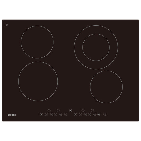 Omega OCC70TZ 70cm Black 4 Zone Ceramic Electric Cooktop - The Appliance Guys