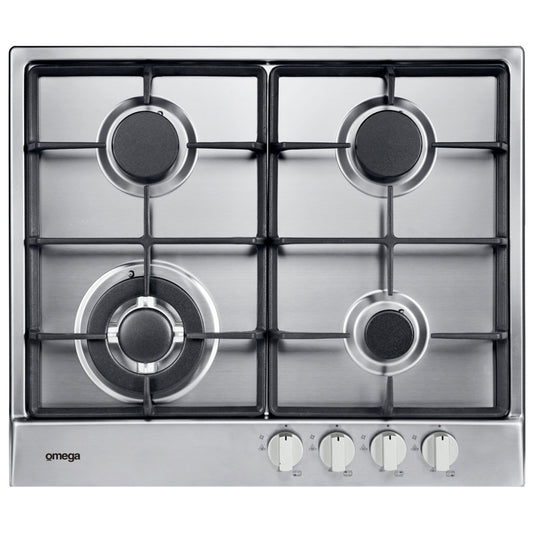 Omega OCG64X 60cm Stainless Steel 4 Burner Gas Cooktop - The Appliance Guys