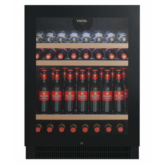 Vintec VWD050SBB Black 50 Bottle Dual-Zone Wine Cabinet