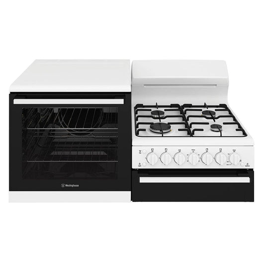 Westinghouse WDG110WCNG-L 110cm White Elevated Gas Freestanding Stove - Left Hand Oven - The Appliance Guys