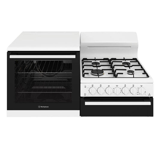 Westinghouse WDG112WCNG-L 110cm White Elevated Gas Freestanding Stove - Left Hand Oven - The Appliance Guys