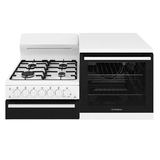 Westinghouse WDG112WCNG-R 110cm White Elevated Gas Freestanding Stove - Right Hand Oven - The Appliance Guys