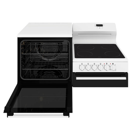 Westinghouse WDE143WC-L 110cm White Elevated Electric Freestanding Stove - Left Hand Oven - The Appliance Guys